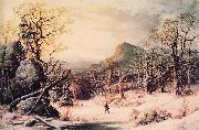 George Henry Durrie Hunter in Winter Wood France oil painting artist